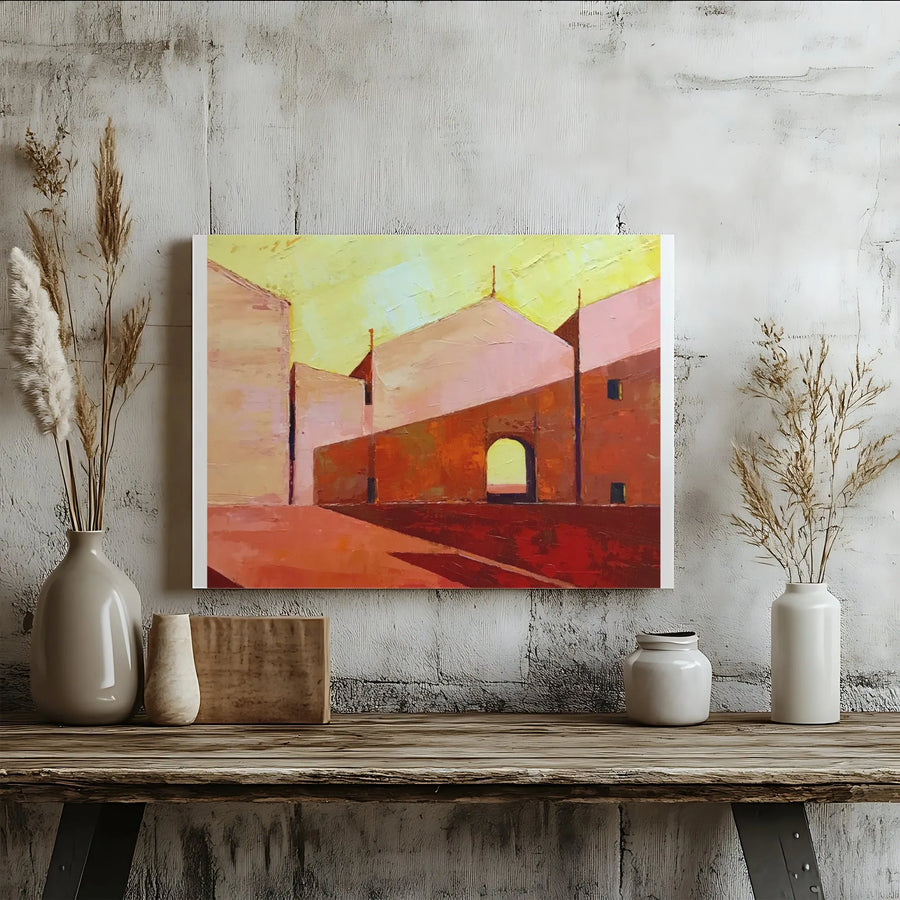 Abstract Cityscape Canvas Wall Art | Textured Geometric Architecture Print | Premium Fade-Resistant Ink | Modern Home Decor Gift