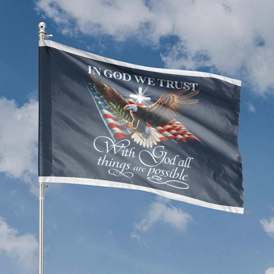 In God We Trust House Flag | Patriotic American Eagle Garden Decor | Premium UV-Resistant Polyester | Religious Gift for Home & Outdoor Garden