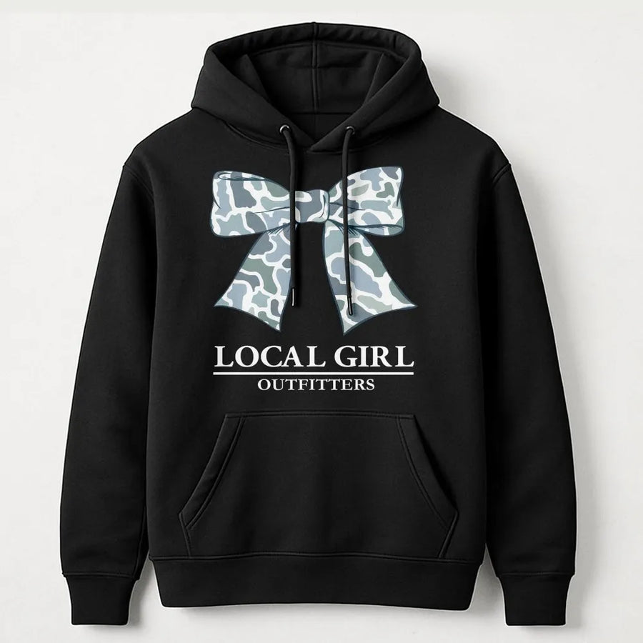 Camo Bow Hoodie | Preppy Southern Aesthetic Graphic Sweatshirt | Premium Cotton Blend | Trendy Gift for Her