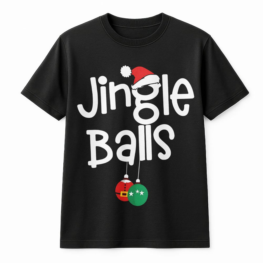 Jingle Balls Funny Christmas T-Shirt | Naughty Humor Holiday Graphic Tee | Premium 100% Cotton | Adult Gag Gift for Men and Couples