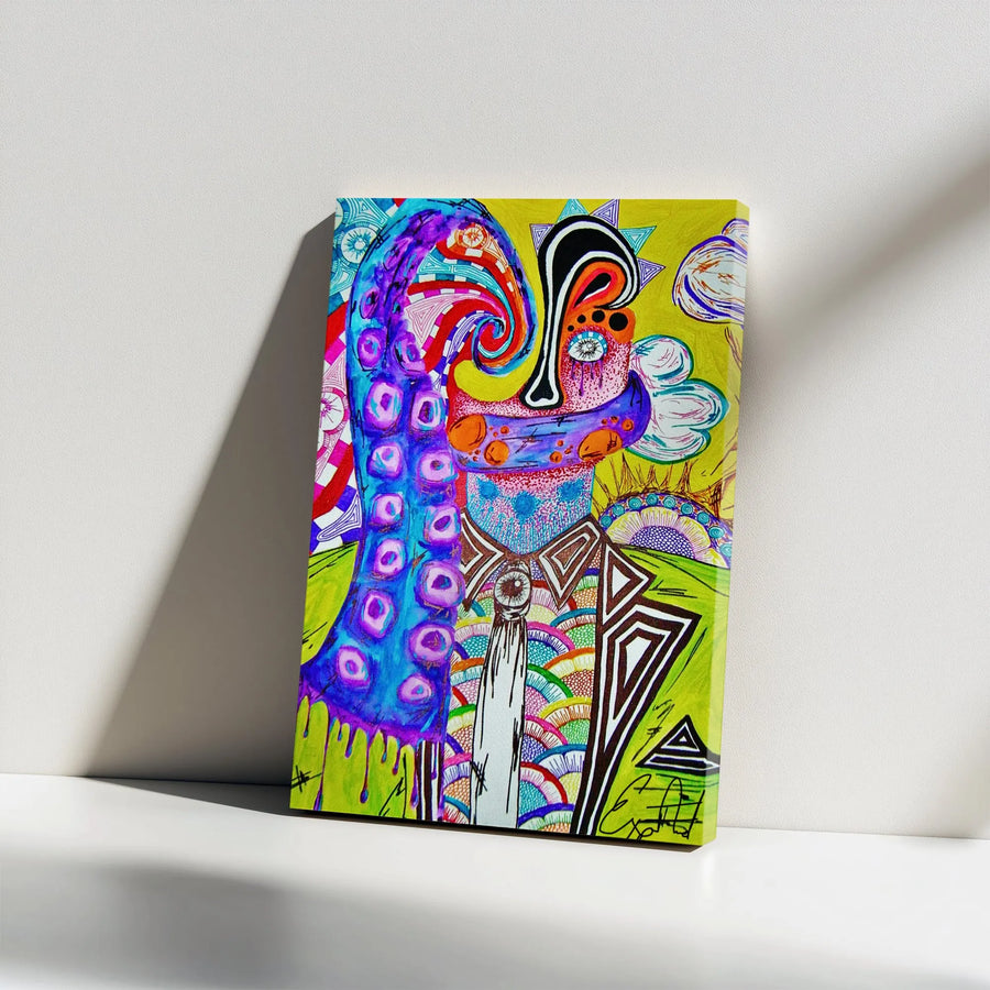 Psychedelic Abstract Canvas Wall Art | Vibrant Surreal Portrait Print | Thick Gallery Wrap Canvas | Premium Modern Home Decor Gift