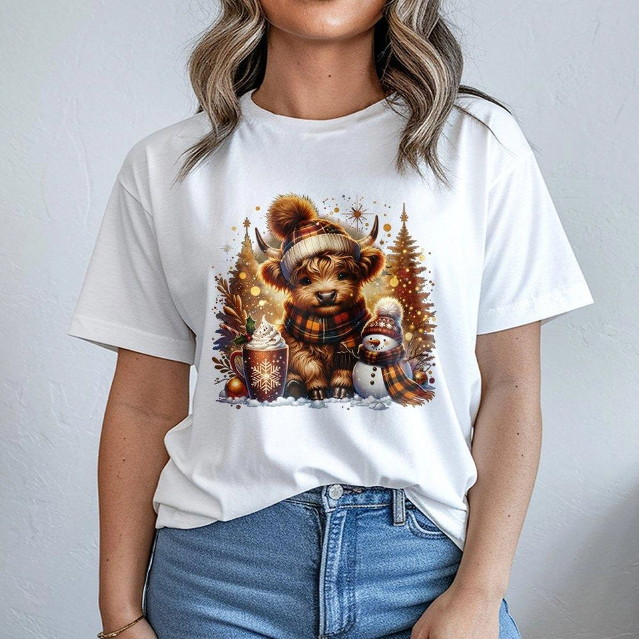 Highland Cow Christmas T-Shirt | Cozy Winter Holiday Graphic Tee | 100% Soft Cotton Premium Apparel | Festive Gift for Animal Lovers & Cow Enthusiasts