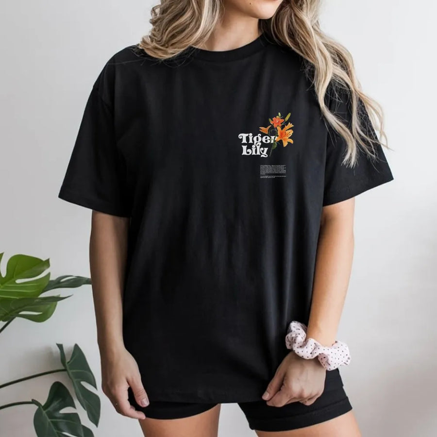 Tiger Lily T-Shirt | Minimalist Botanical Graphic Tee | Soft Cotton Shirt | Unisex Nature Lover & Gardener Gift