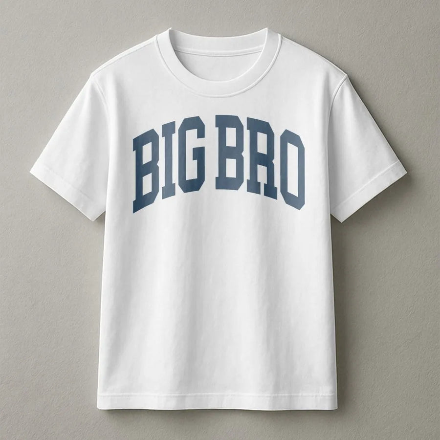 Big Brother T-Shirt | Varsity Athletic Font Text | Premium Soft Cotton | New Sibling Announcement Gift For Toddler And Kids