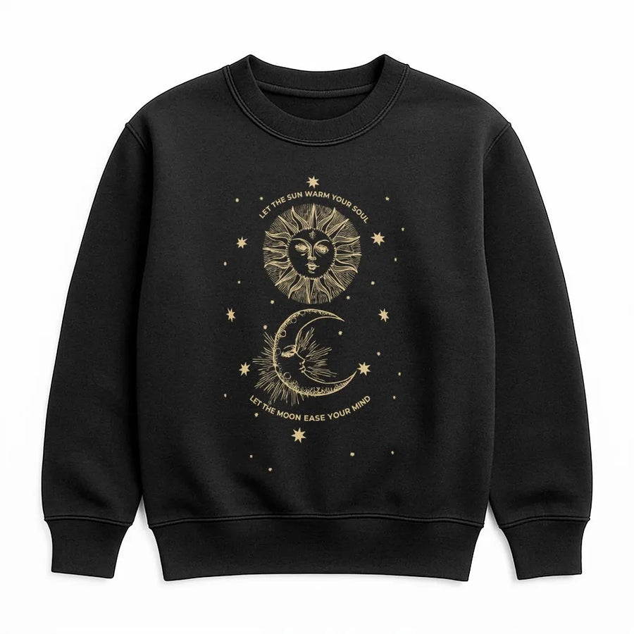 Celestial Sun and Moon Sweatshirt | Spiritual Quote Graphic Pullover | Cozy Cotton Blend | Boho Witchy Astrology Gift for Women