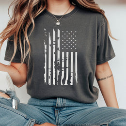 American Flag T-Shirt | Distressed Patriotic USA Design | Premium 100% Cotton Tee | Unisex Fourth of July Apparel Gift for Men and Women