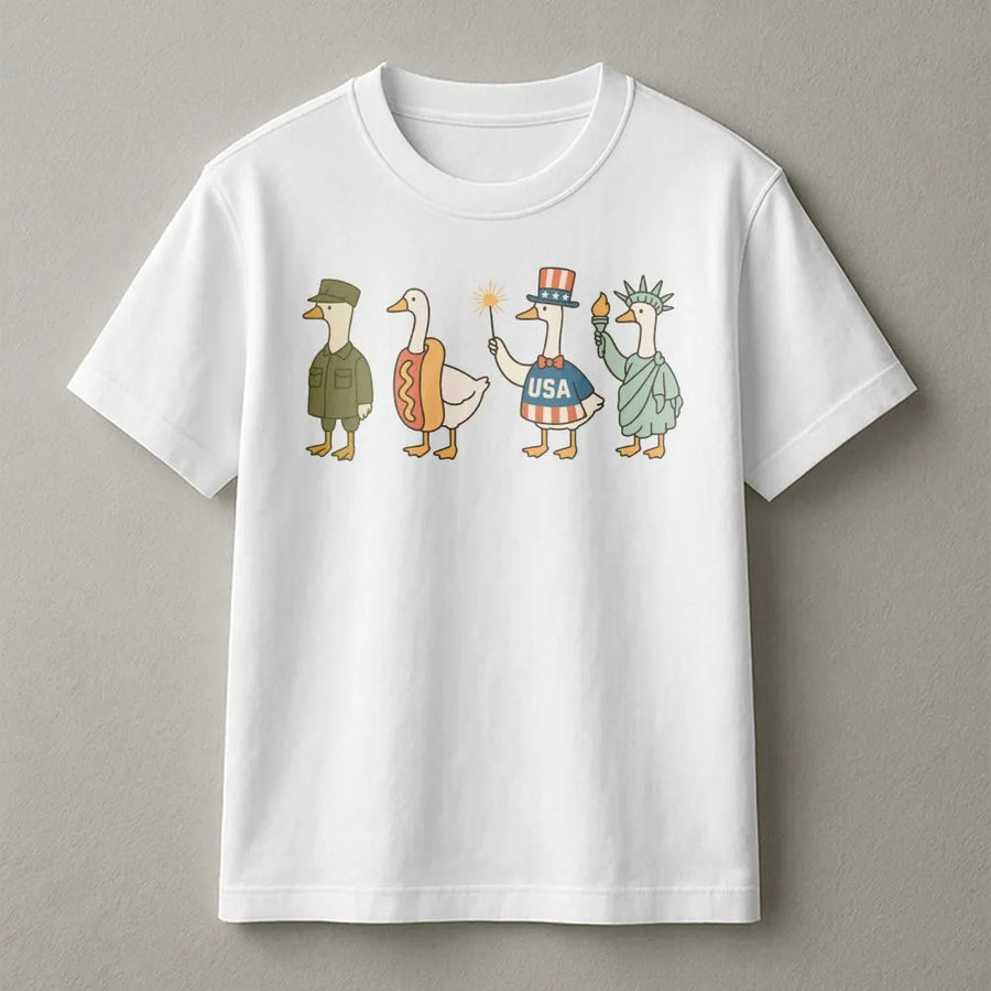 Funny 4th of July Goose Shirt | Patriotic Geese Parade Graphic | Premium Comfort Colors Tee | Independence Day Holiday Gift