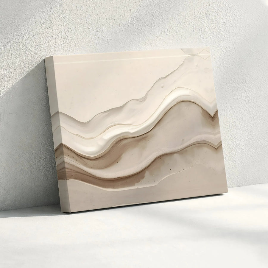 Abstract Canvas Wall Art | Neutral Tones 3D Effect Print | Premium Fade-Resistant Canvas | Modern Living Room Decor