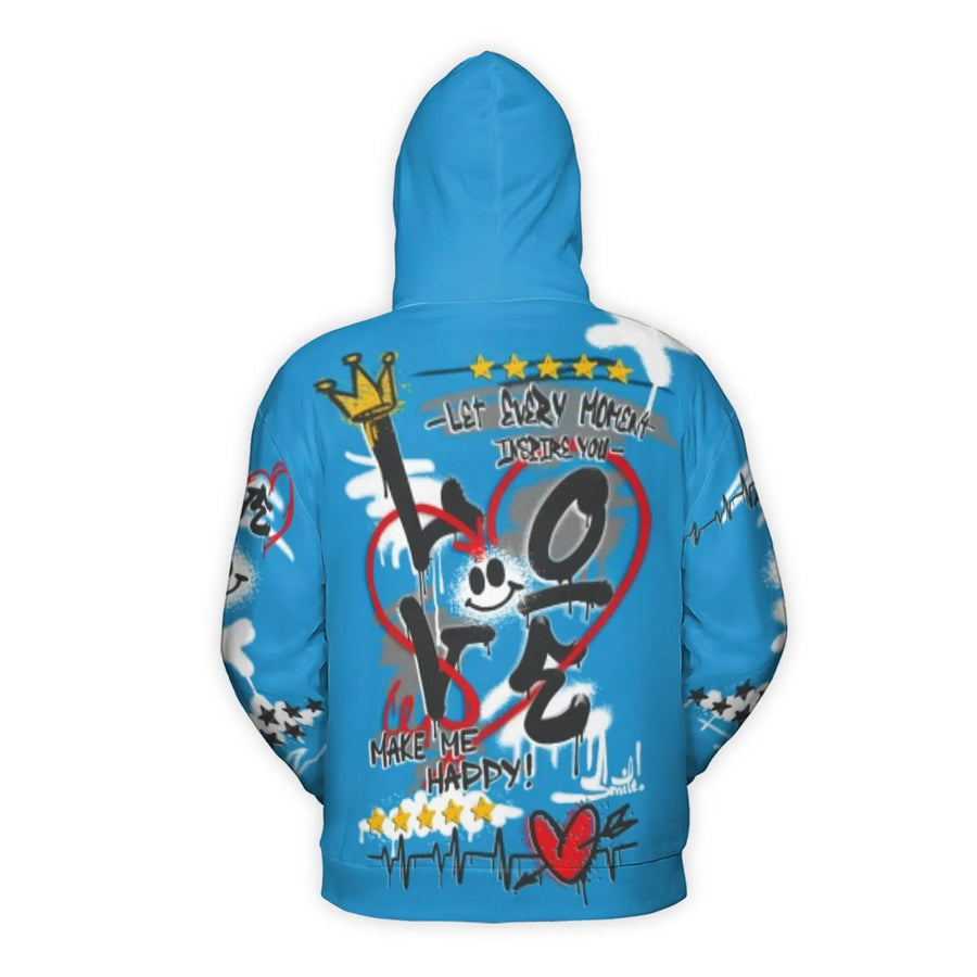 Graffiti Heart 3D Hoodie | Urban Love Streetwear Graphic Print | Soft Premium Polyester Fleece | Unisex Aesthetic Gift for Teens and Adults