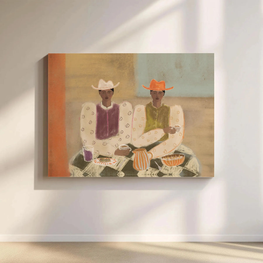 Boho Western Canvas Print | Modern Figurative Cowboy Art | Premium Gallery Wrapped Canvas | Southwestern Home Decor Gift