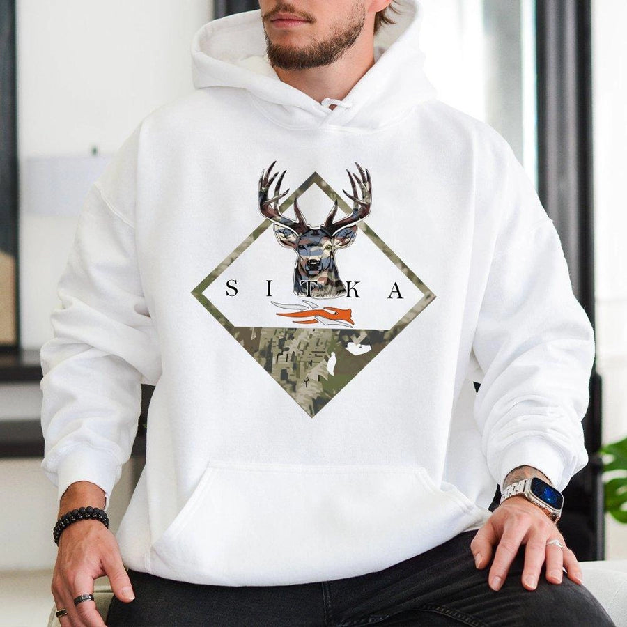 Deer Hunting Hoodie | Camo Antler Graphic Sweatshirt | Premium Cotton Blend | Outdoor Gift For Hunters And Country Men