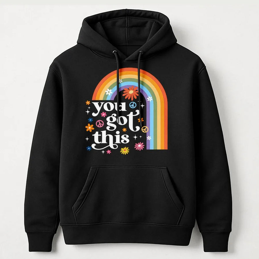Teacher Test Day Hoodie | Retro Rainbow You Got This Design | Soft Cotton Blend | Testing Season Teacher Gift