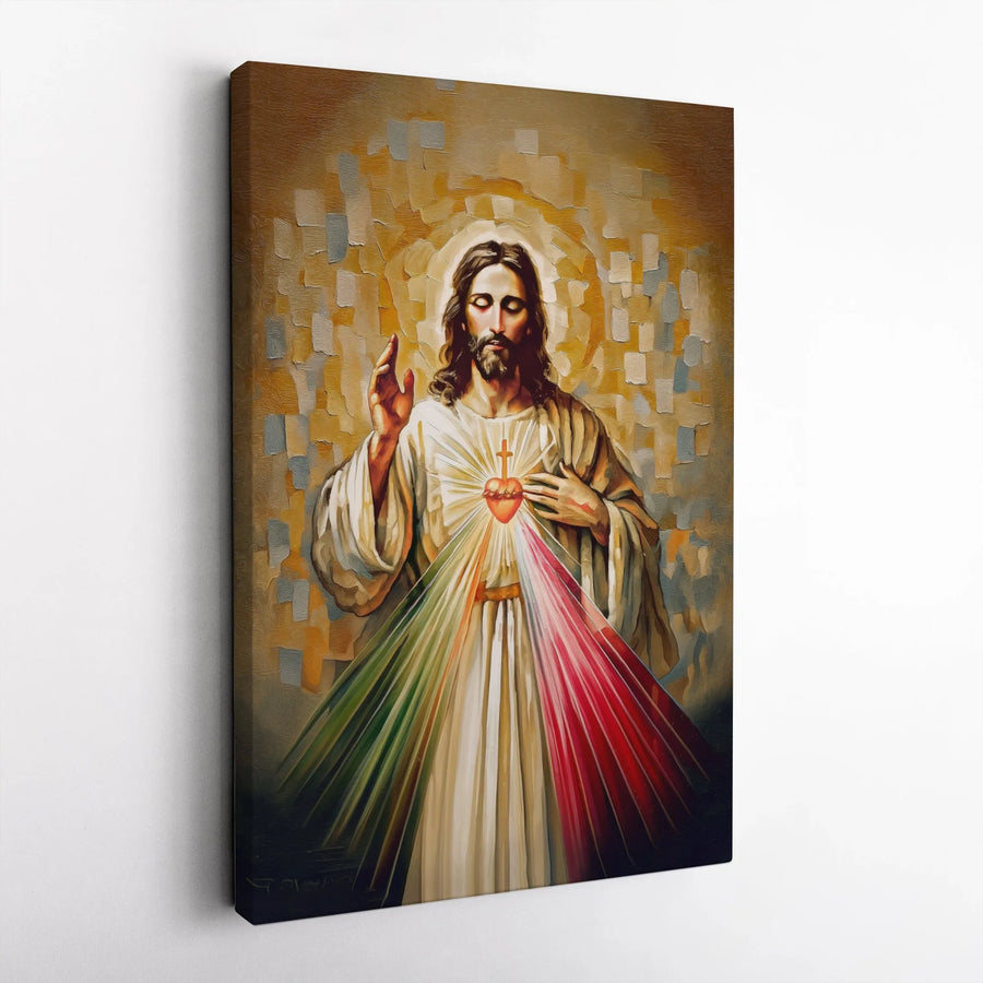 Divine Mercy Jesus Canvas | Sacred Heart Wall Art | Premium Gallery Wrapped Print | Religious Home Decor Gift