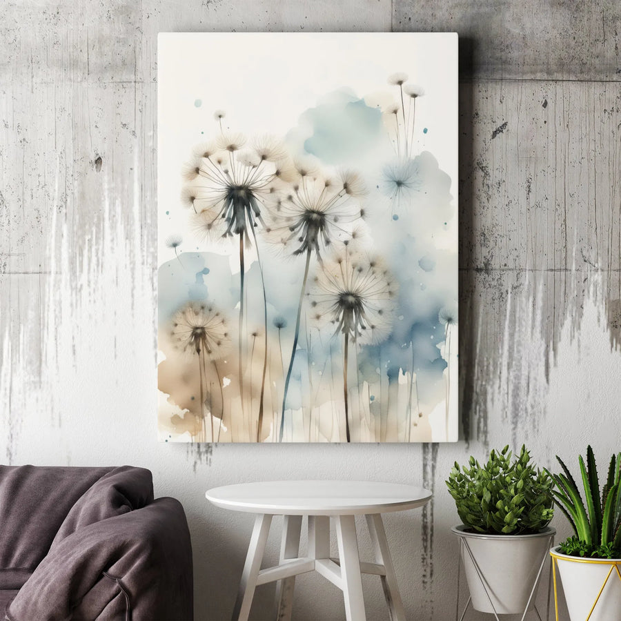 Watercolor Dandelion Canvas Print | Abstract Botanical Art Print | Thick 1.25" Gallery Wrap | Modern Minimalist Home Decor Gift
