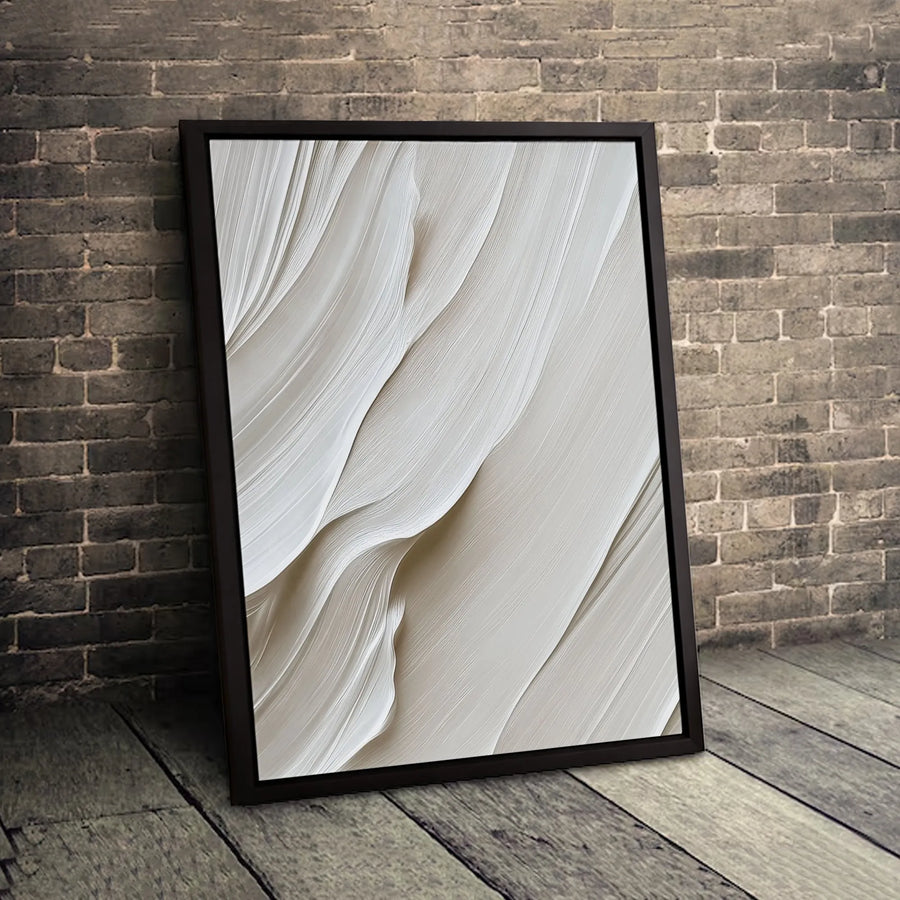Abstract Beige Wavy Lines Canvas Wall Art | Minimalist Textured Fluid Design | Premium 1.25" Gallery Profile | Modern Home & Office Decor