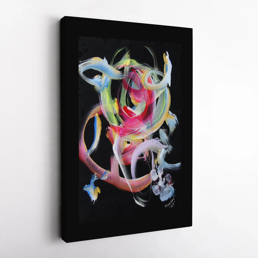 Abstract Canvas Wall Art | Colorful Swirling Brushstrokes Print | Premium Gallery Wrapped 1.25" Frame | Modern Home Office Decor Gift