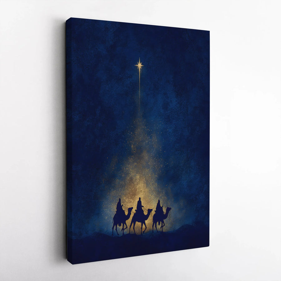 Three Wise Men Canvas Art | Nativity Star of Bethlehem Wall Decor | Gallery Wrapped Premium Canvas | Religious Christmas Holiday Home Gift