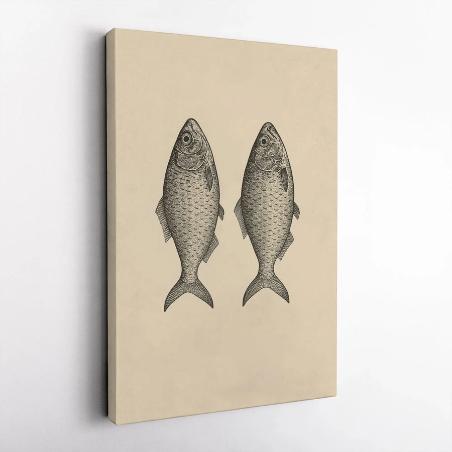 Vintage Fish Print Canvas Wall Art | Scientific Ichthyology Illustration | Premium Gallery Wrapped Canvas | Coastal Home Decor Gift for Fisherman