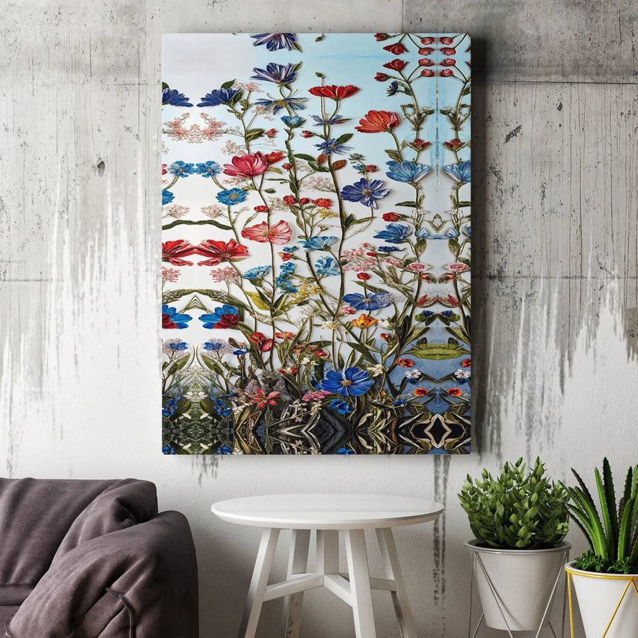 Wildflower Canvas Wall Art | Vintage Botanical Illustration Print | Premium Gallery Wrap Canvas | Cottagecore Living Room Decor Gift