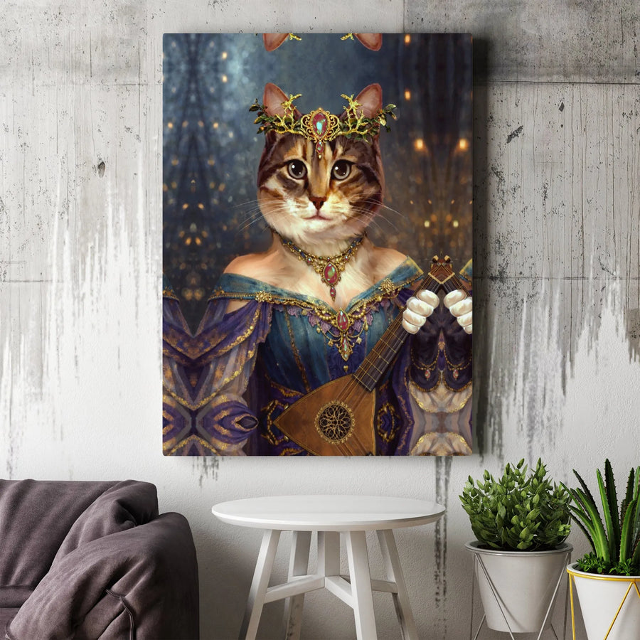 Queen Cat Canvas Print | Whimsical Renaissance Pet Portrait Art | Premium Thick Gallery Wrapped Canvas | Collector's Gift for Cat Lovers