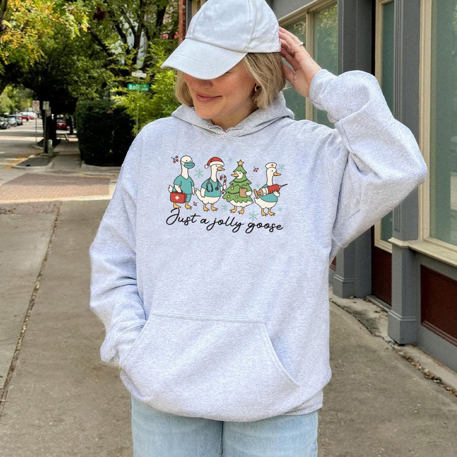 Christmas Nurse Hoodie | Funny Medical Staff Goose Graphic | Premium Cotton Blend Sweatshirt | Holiday Gift For RN Nursing Student