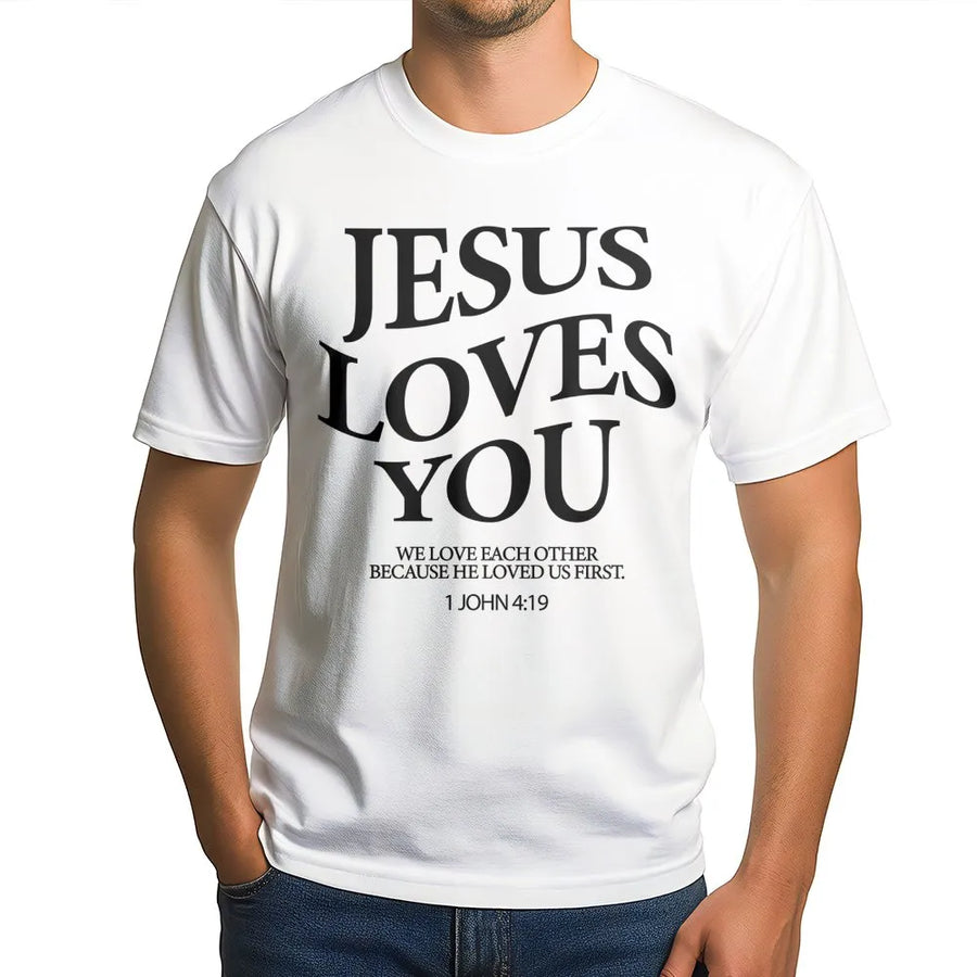 Jesus Loves You T-Shirt | Aesthetic Christian Bible Verse Design | Premium Soft Cotton Tee | Religious Faith Gift for Men and Women
