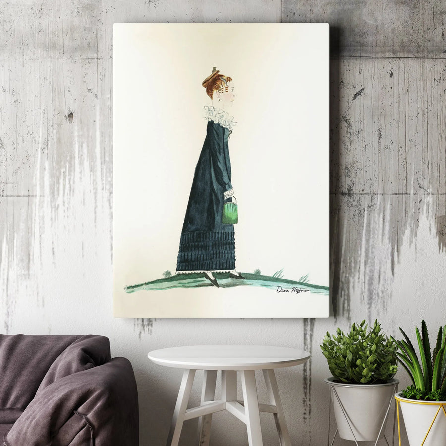 Vintage Fashion Illustration Wall Art | Elegant Victorian Lady Portrait | Premium Gallery Wrapped Canvas | Historical Aesthetic Home Decor Gift