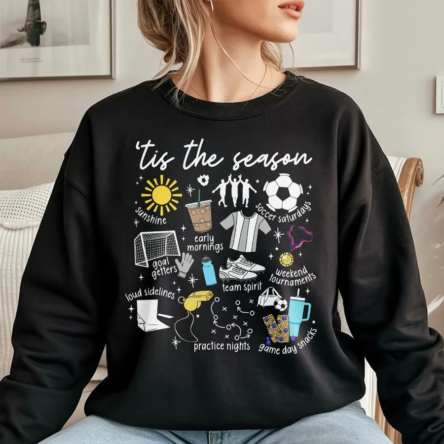 Soccer Mom Sweatshirt | 'Tis The Soccer Season Graphic | Cozy Cotton Blend | Game Day Gift for Sports Mama