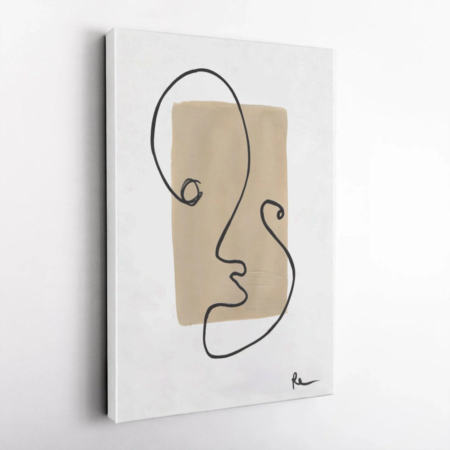 Minimalist Face Line Art Canvas Print | Abstract Continuous Line Drawing | Premium 1.25" Gallery Wrap Wall Art | Modern Home Decor Gift
