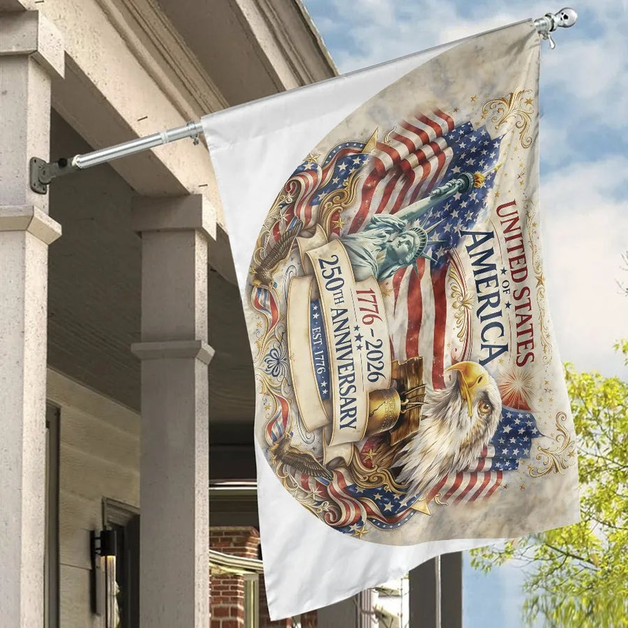 America 250th Anniversary House Flag | Commemorative 1776-2026 Design | Double-Sided Polyester | Collector's Patriotic Yard Decor Gift