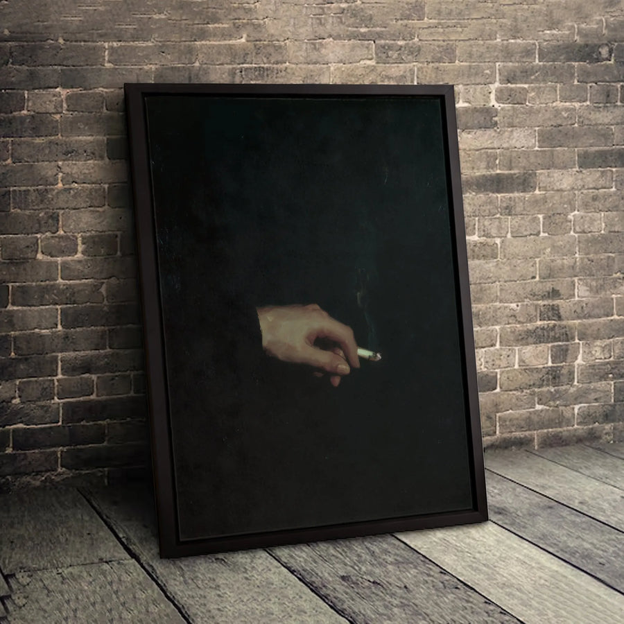 Dark Academia Hand With Cigarette Canvas Art | Moody Aesthetic Wall Decor | Premium 1.25 Inch Gallery Wrap | Gift for Art Lovers