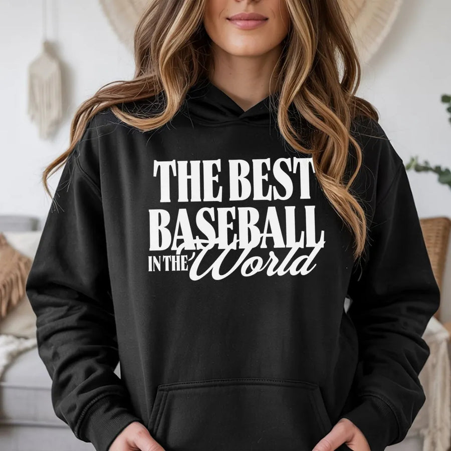 Baseball Mom Hoodie | The Best Baseball Mom In The World Sweatshirt | Premium Cotton Blend | Gift for Proud Sports Mom on Mothers Day