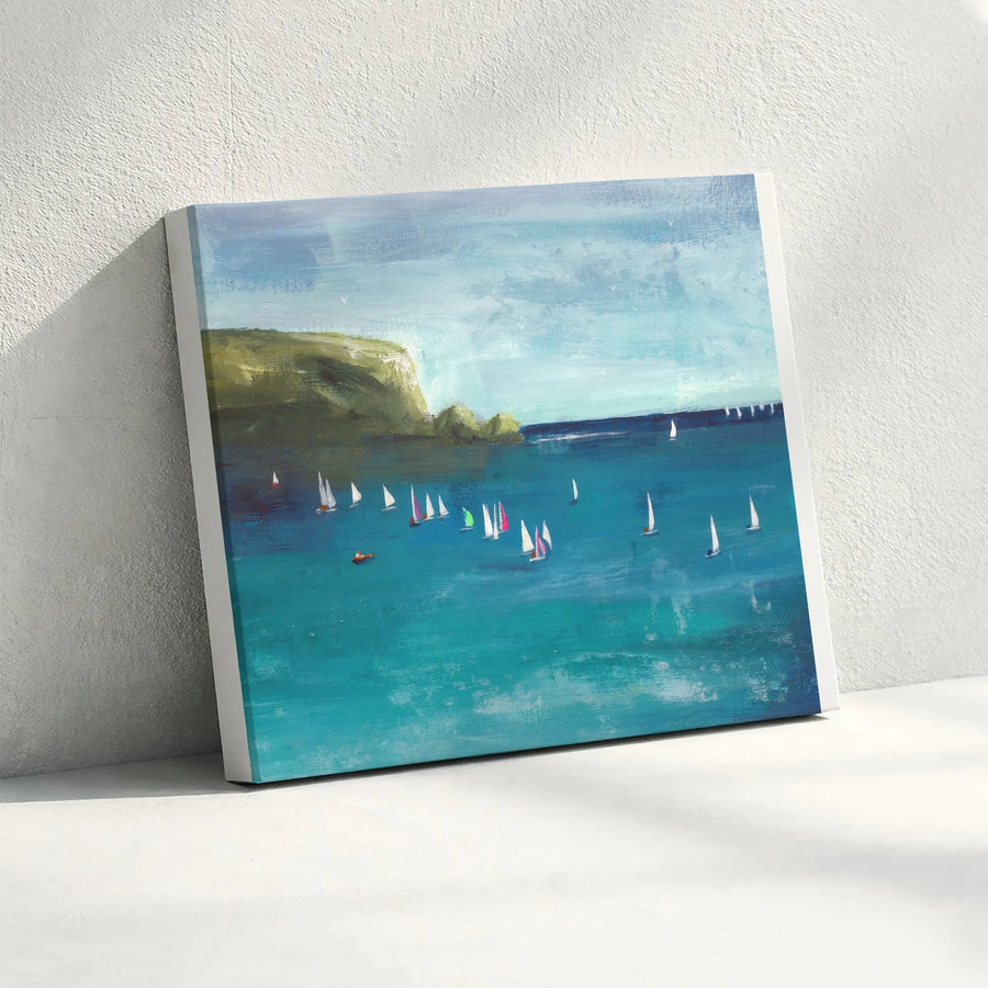 Sailboat Canvas Wall Art | Impressionist Ocean Seascape | Premium Gallery Wrap Canvas | Nautical Wall Decor for Living Room Gift