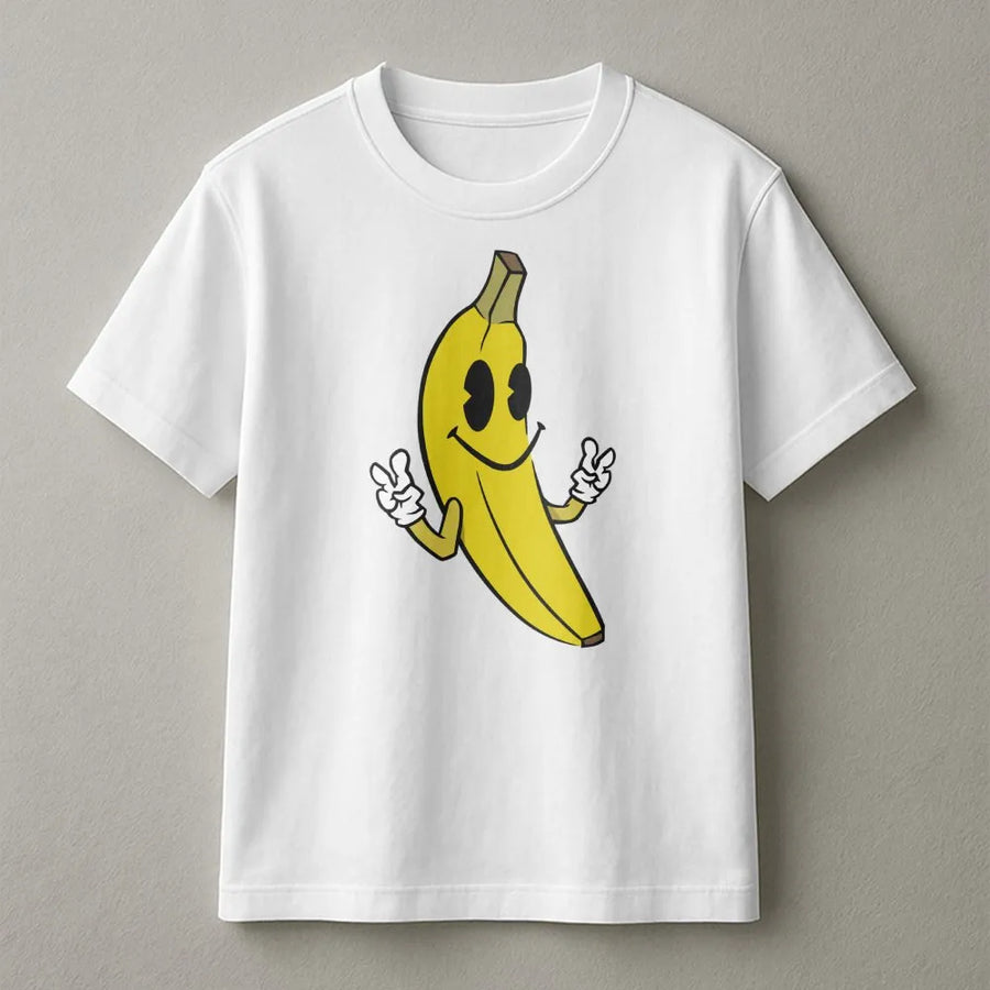 Funny Banana T-Shirt | Retro Cartoon Style Graphic Tee | Premium 100% Cotton Apparel | Cute Fruit Gift for Men and Women