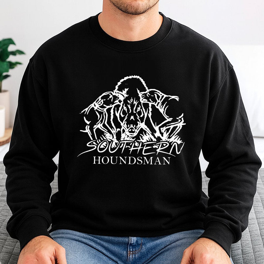 Southern Houndsman Sweatshirt | Hog Hunting Wild Boar Design | Premium Cotton-Poly Blend | Outdoor Gift for Hunters
