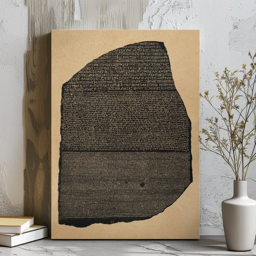 Rosetta Stone Ancient Egyptian Hieroglyphs Canvas | History Teacher Wall Art | Gallery Wrapped Premium Print | Gift for Archaeology Lovers