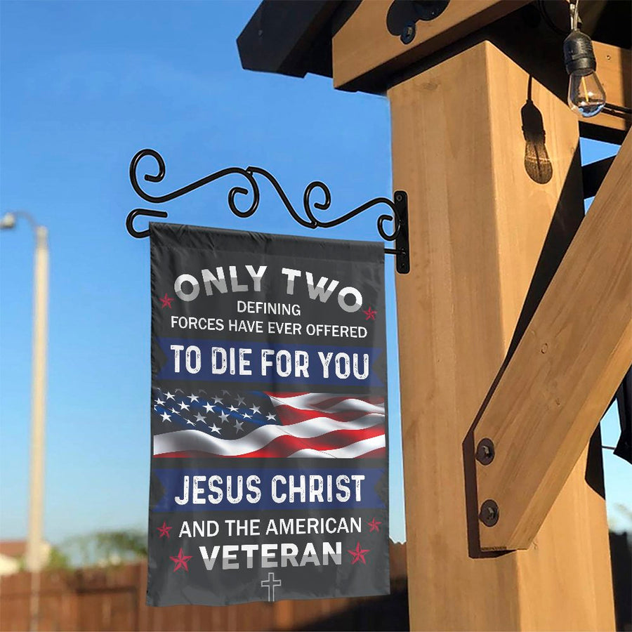 American Veteran Garden Flag | Jesus Christ Patriotic Yard Decor | Premium Double-Sided Polyester | Memorial Day & Veterans Day Gift