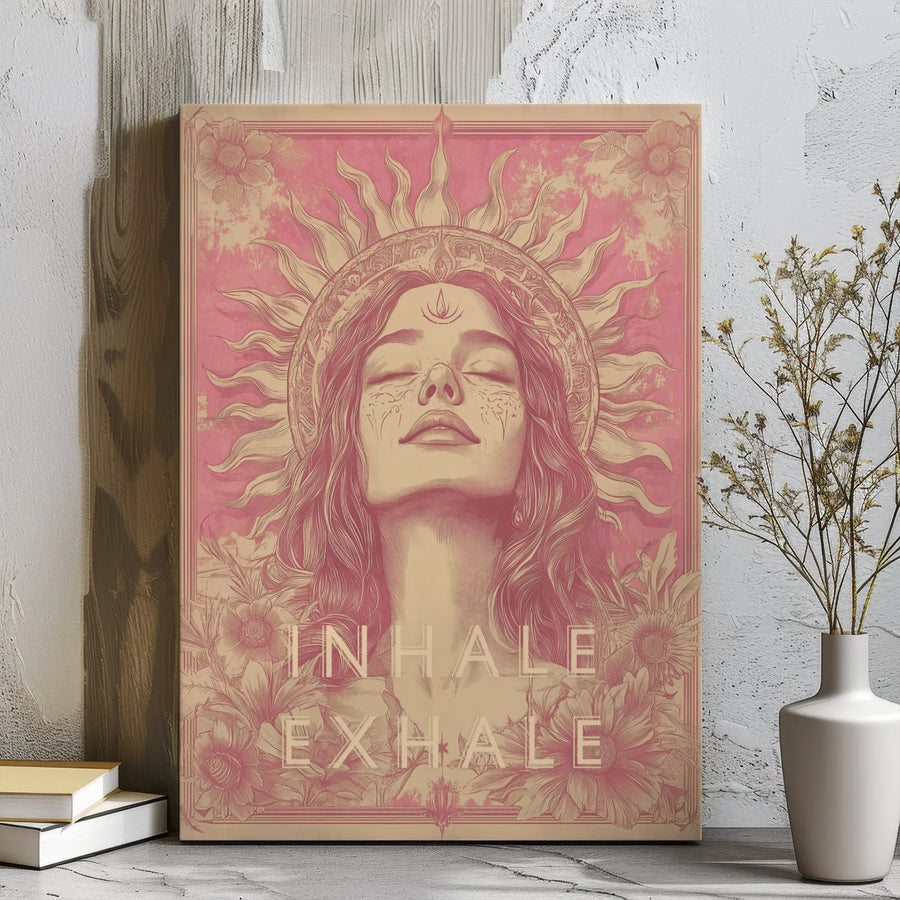 Inhale Exhale Canvas Print | Sun Goddess Spiritual Wall Art | Premium Gallery Wrapped Decor | Zen Home Decor Gift for Her