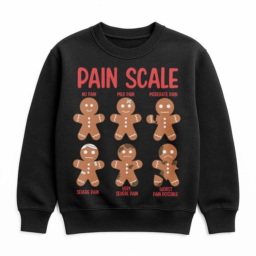 Pain Scale Gingerbread Sweatshirt | Funny Nursing Christmas Sweater | Premium Cotton Blend Crewneck | Holiday Gift For Nurses and Medical Students