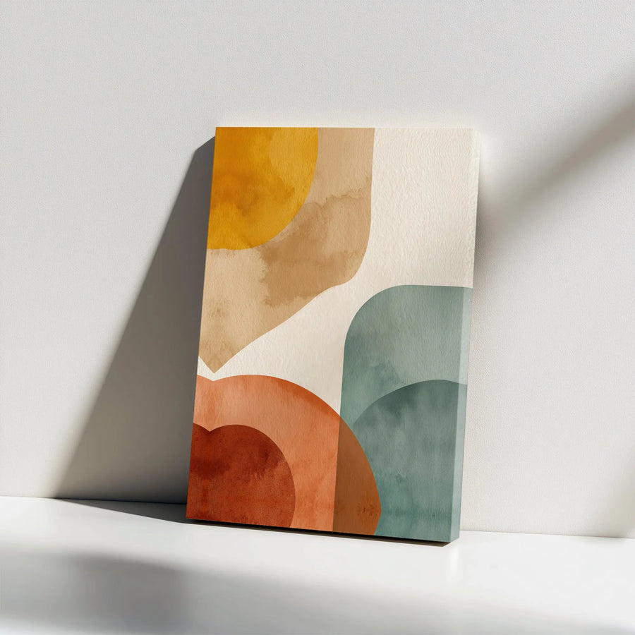 Modern Abstract Canvas Wall Art | Watercolor Earth Tone Boho Shapes | Premium Gallery Wrap 1.25" Frame | Minimalist Home Decor Gift