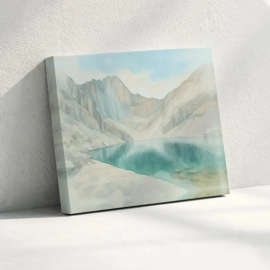 Longs Peak Mountain Landscape Canvas | Watercolor Colorado Wall Art | Premium Gallery Wrapped Print | Nature Home Decor Gift for Hikers