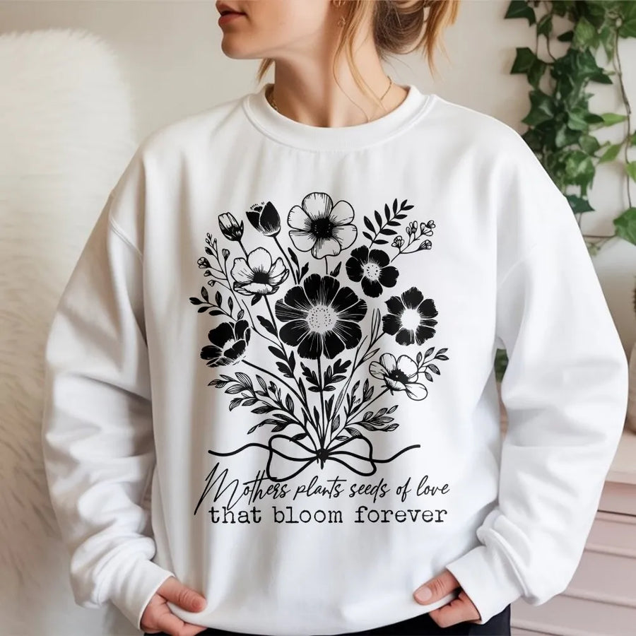 Floral Mom Sweatshirt | Vintage Wildflower Bouquet Graphic | Soft Cotton Tee | Meaningful Mother's Day Gift for Gardeners