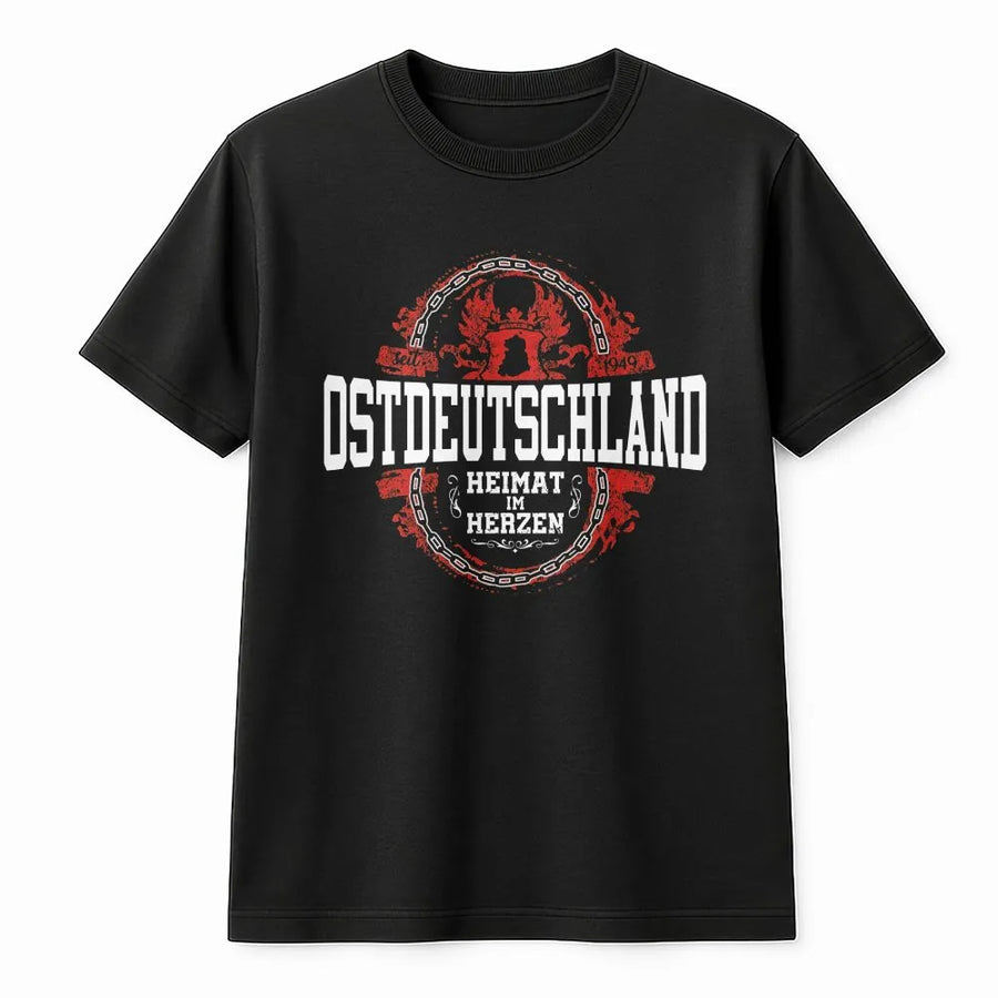 Ostdeutschland Heimat im Herzen T-Shirt | Vintage DDR Ostalgie Design | Premium Baumwolle Shirt | Geschenk für Ostdeutsche & Geschichtsfans