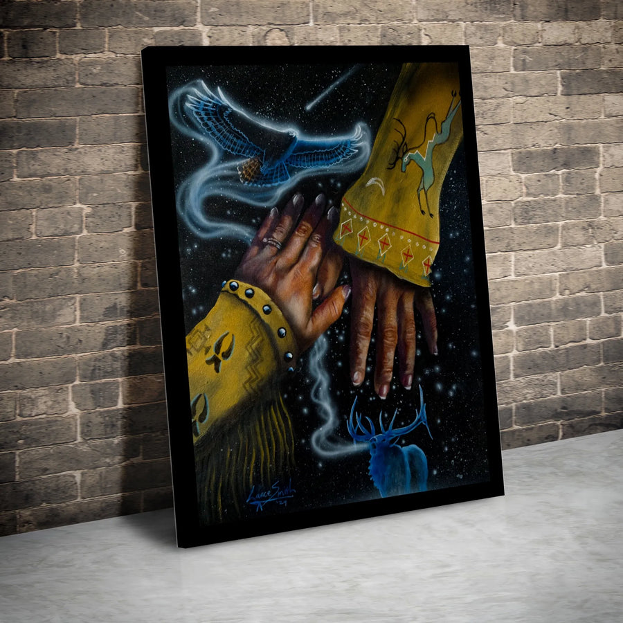 Native American Spiritual Art Canvas Print | Eagle & Deer Spirit Animals | Premium Fade-Resistant Print | Collector's Indigenous Culture Gift