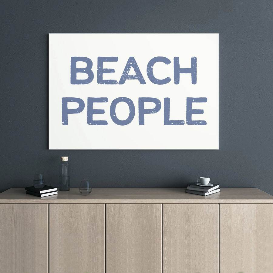 Beach People Wall Art Canvas | Minimalist Coastal Typography Decor | Premium Gallery Wrap Stretched Print | Ocean Lover Home Gift Idea
