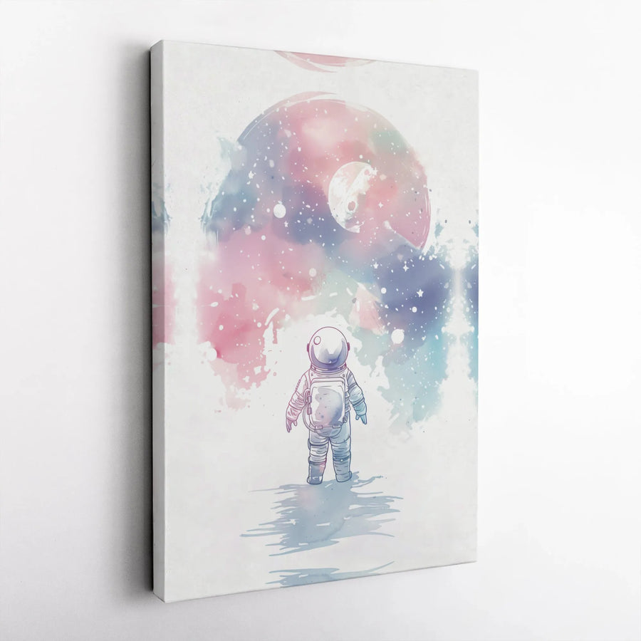 Watercolor Astronaut Canvas Wall Art | Cosmic Galaxy Space Decor | Premium Fade-Resistant Print | Nursery & Modern Home Office Gift
