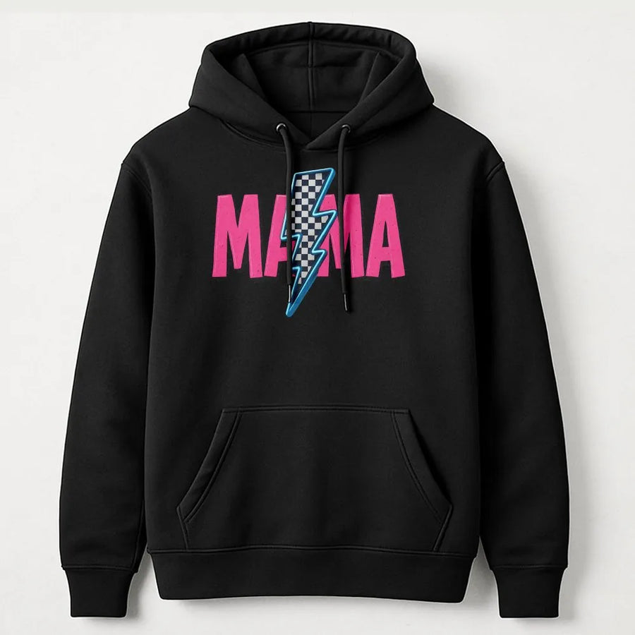 Retro Mama Hoodie | Neon 70s Style Graphic Design | Premium Cotton-Poly Blend | Comfortable Gift for Mom and Cool Moms