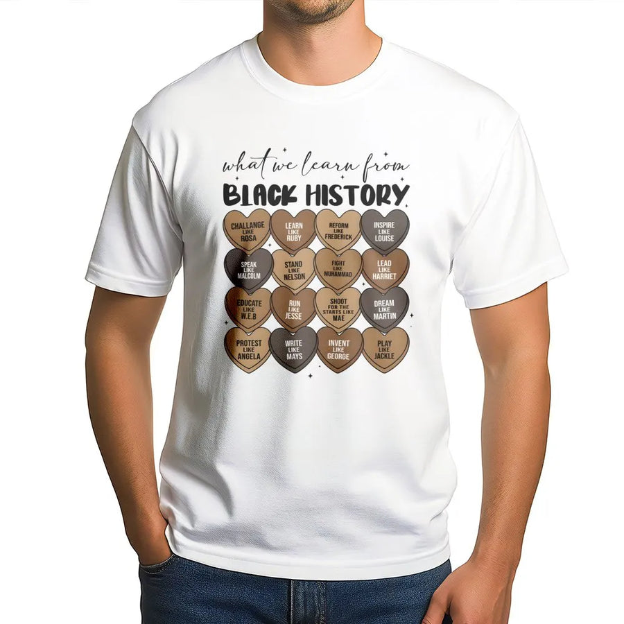 Black History Month T-Shirt | Educational Heart Design | Premium Cotton Unisex Tee | Inspirational Gift for Teachers and Students