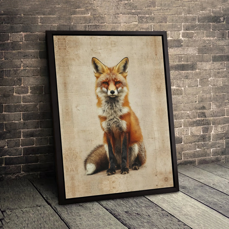Red Fox Portrait Canvas Wall Art | Vintage Aesthetic Wildlife Print | Premium Gallery Wrap 1.25" Profile | Rustic Home Office Decor Gift