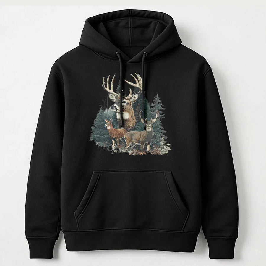 Vintage Deer Hoodie | Retro 90s Wildlife Graphic Crewneck | Premium Cotton Blend | Country Hunting Season Gift for Men & Women